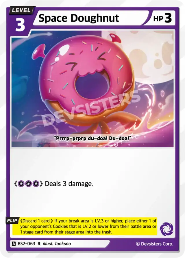 Space Doughnut BS2-063 card featuring a colorful doughnut with a shiny glaze and a playful design.