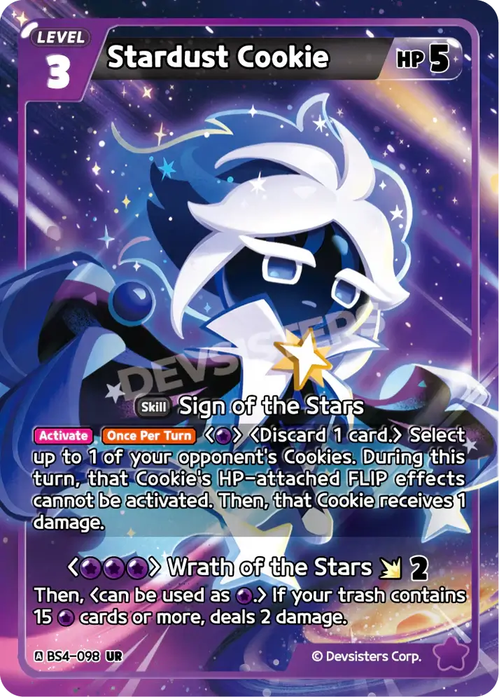 Stardust Cookie (BS4-098) UR – Brave Sweet | Cookie Run TCG Ultra Rare Card featuring magical design and abilities.
