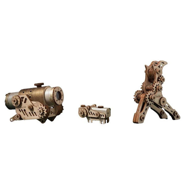 Steampunk Revolver Accessory Kit - 3D Wooden Puzzle showcasing intricately crafted mechanical pieces.