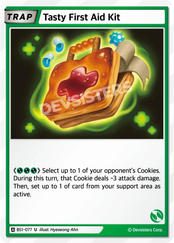 Tasty First Aid Kit BS1-077 U | Uncommon Card featuring a cute first aid kit design in a game context.