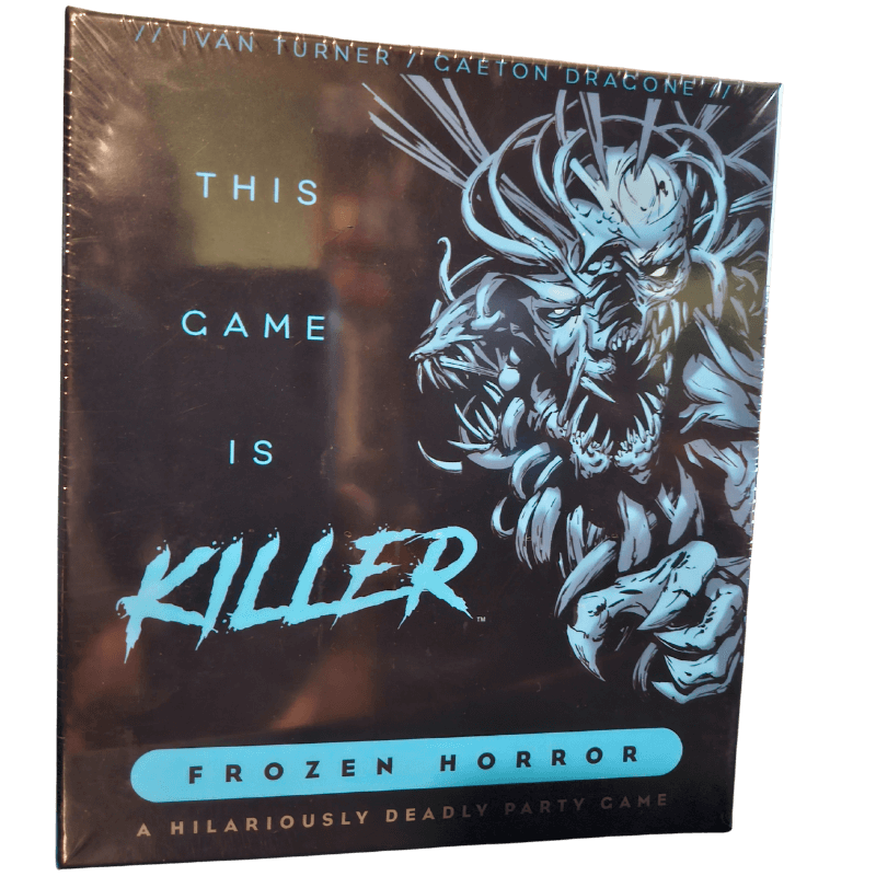 This Game Is Killer: Frozen Horror board game packaging featuring art by Grafit Studio.