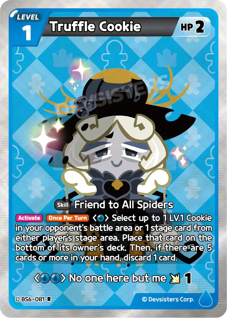 Truffle Cookie BS6-081 R | Rare Card showcasing its level, HP, and special skill.