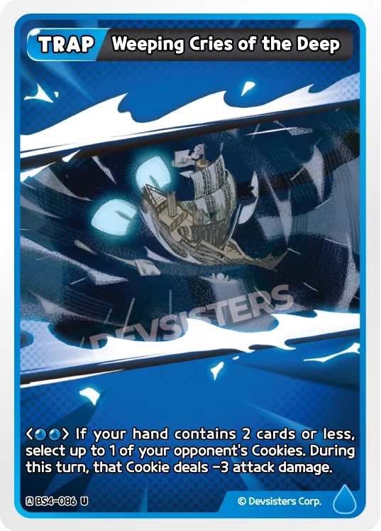 Weeping Cries of the Deep U | Uncommon Card, featuring a trap card with a ship and dark water background.