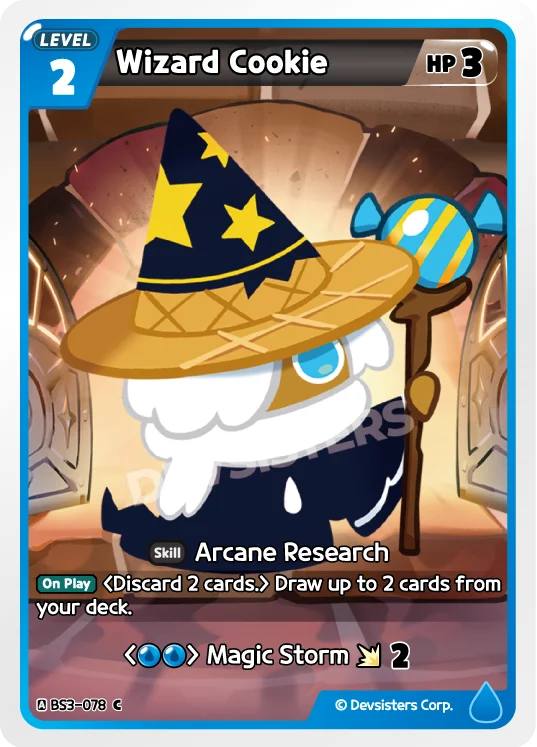 Wizard Cookie BS3-078 C | Common Card featuring a cute wizard character in a magical setting.