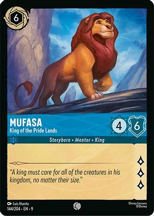 Mufasa - King of the Pride Lands (144/204) - Fabled character card showcasing strength and lore values.