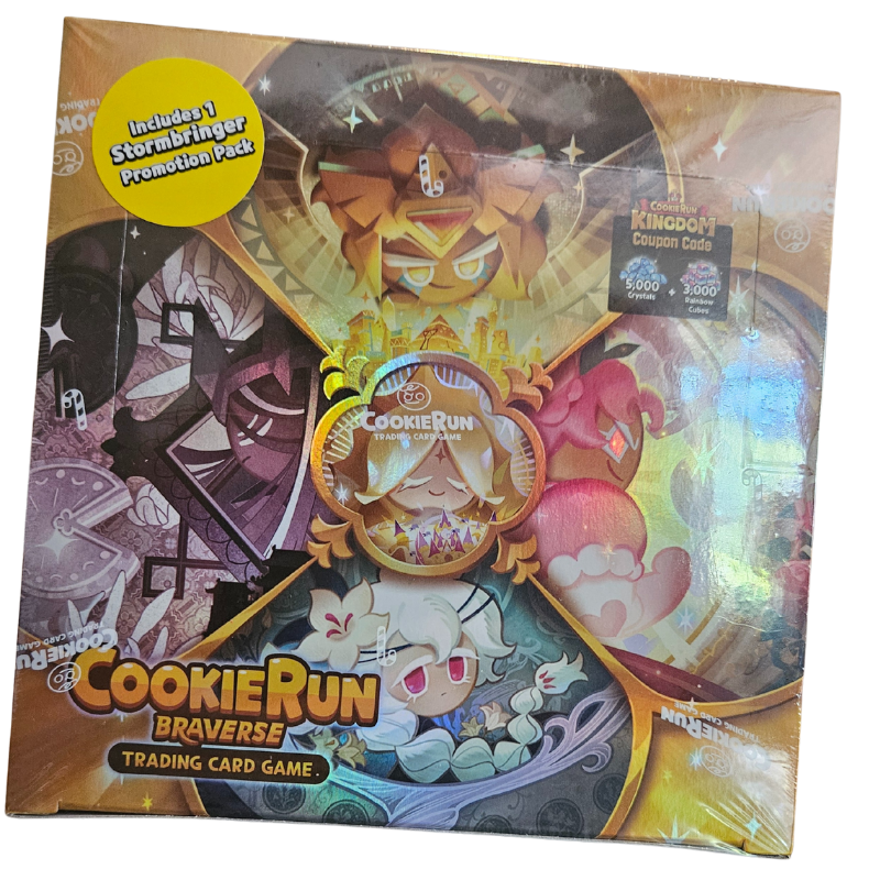 CookieRun Braverse TCG Age of Heroes and Kingdoms Booster Box side view with 30 packs at MagicDragonUSA.com