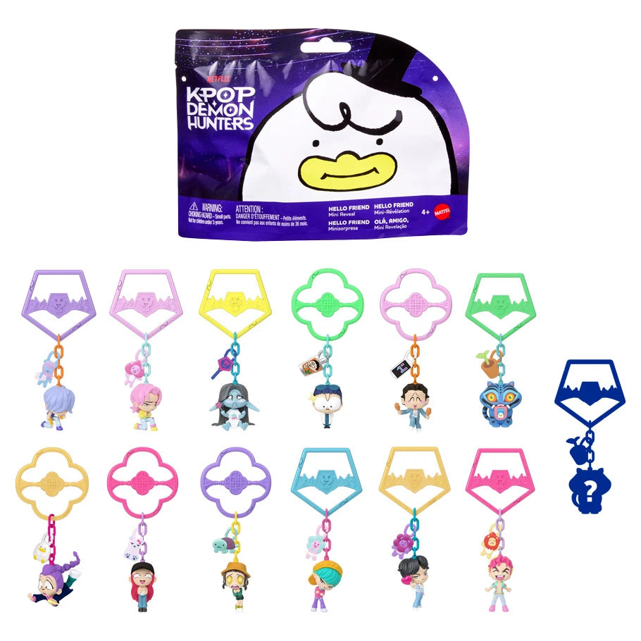 KPop Demon Hunters Small Doll Mini Figure Blind Bag featuring 13 collectible keychains and assortment packaging.