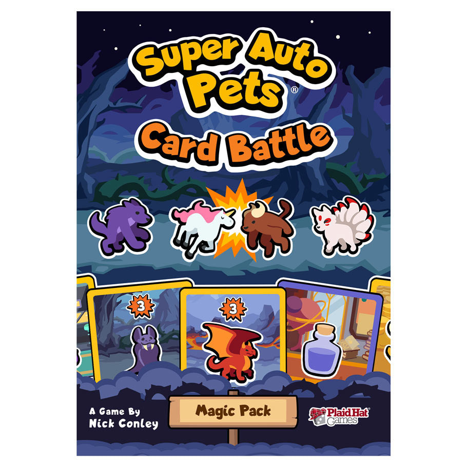 Super Auto Pets Card Battle Magic Pack game cover featuring unique fantasy pets and game elements.