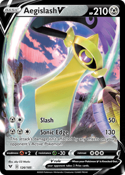 Aegislash V (126/185) [Sword & Shield: Vivid Voltage] featuring HP 210 and moves Slash and Sonic Edge.