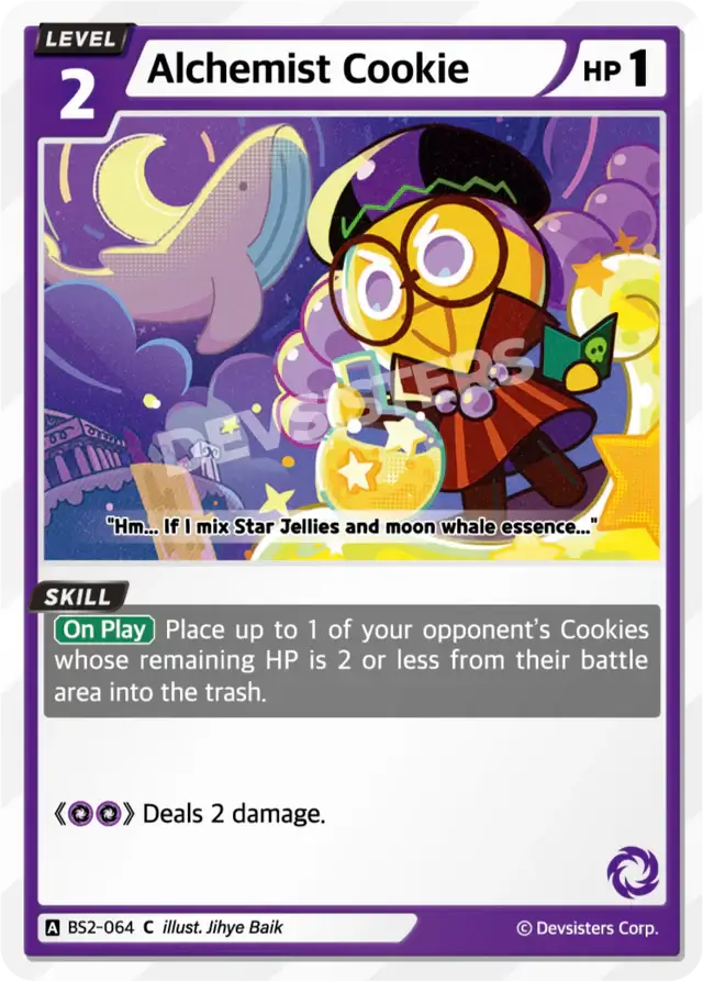 Alchemist Cookie BS2-064 C | Common Card with HP 1 and skill to deal 2 damage.