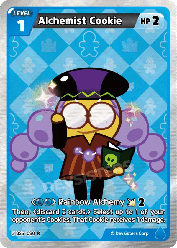 Alchemist Cookie BS5-080 R | Rare Card featuring art and abilities in a colorful design.