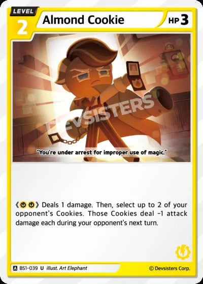 Almond Cookie BS1-039 U | Uncommon Card showcasing abilities and character art.