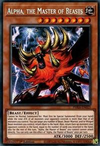 Alpha, the Master of Beasts [PHRA-EN023] Secret Rare card featuring high Attack and Defense stats.