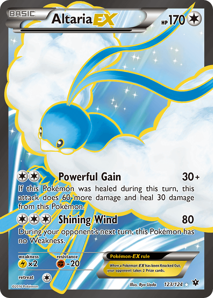 Altaria EX (123/124) [XY: Fates Collide] card showcasing Powerful Gain and Shining Wind abilities.