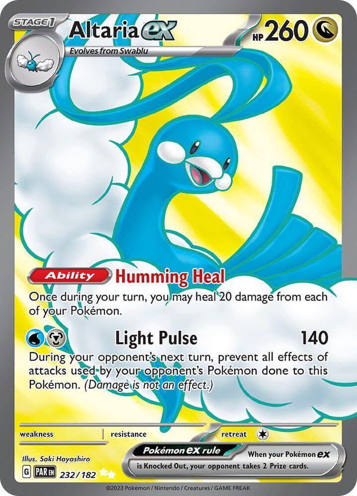Altaria ex (232/182) [Scarlet & Violet: Paradox Rift] card showcasing HP, abilities, and attack details.