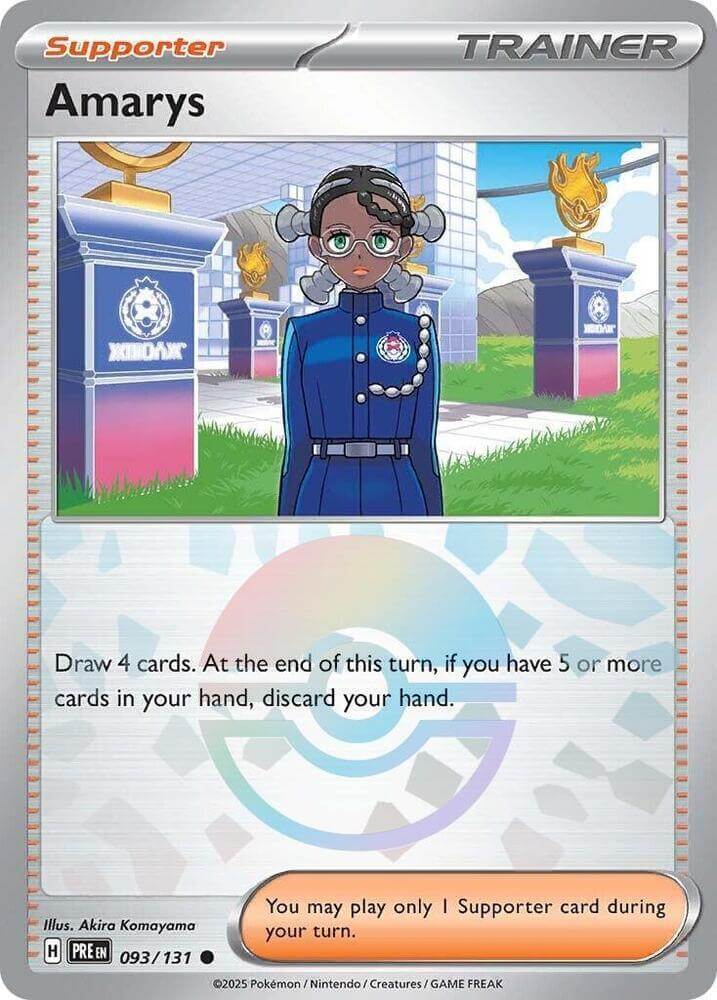 Amarys (093/131) (Poke Ball Pattern) [Scarlet & Violet: Prismatic Evolutions] trading card featuring character illustration.