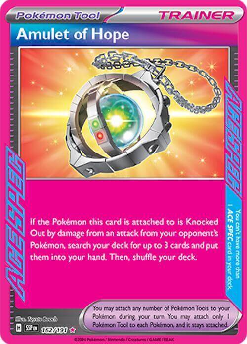 Amulet of Hope (162/191) [Scarlet & Violet: Surging Sparks] Pokémon Tool card featuring a rare ace item.