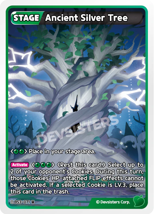 Ancient Silver Tree BS3-071 U | Uncommon Card featuring a mystical tree design, a key element in gameplay.