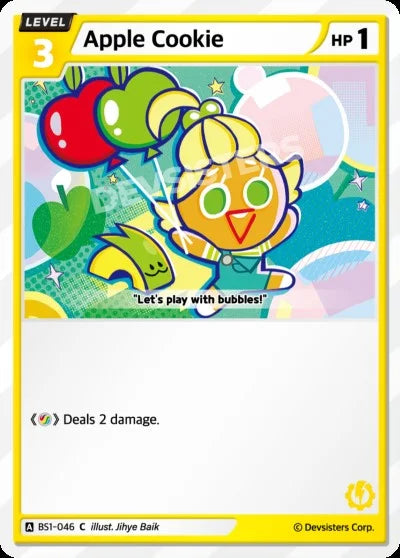Apple Cookie BS1-046 C | Common Card featuring colorful design and playful character with apples.
