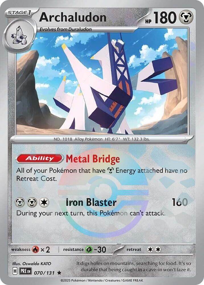 Archaludon (070/131) (Poke Ball Pattern) [Scarlet & Violet: Prismatic Evolutions] trading card featuring Metal type.