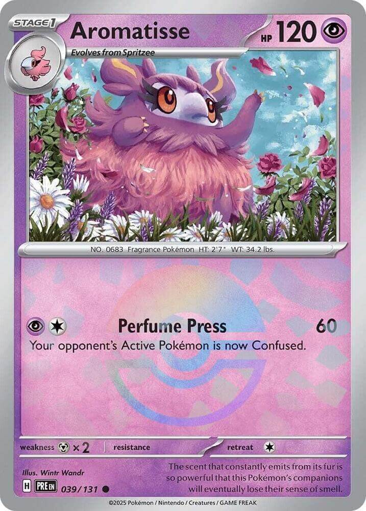 Aromatisse (039/131) (Poke Ball Pattern) [Scarlet & Violet: Prismatic Evolutions] card featuring a Psychic Pokémon.