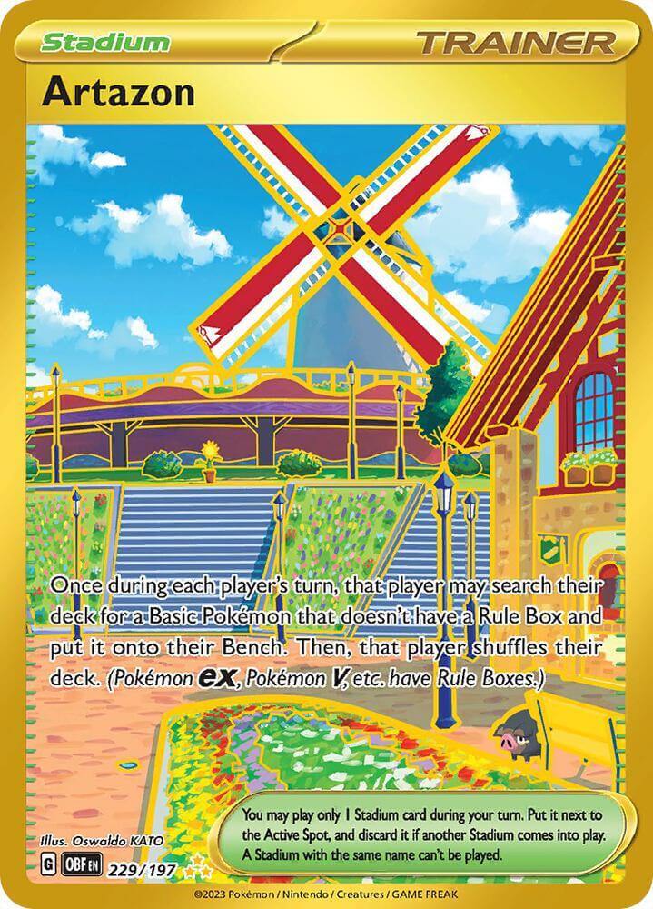 Artazon (229/197) [Scarlet & Violet: Obsidian Flames] Stadium trainer card featuring colorful windmill background.