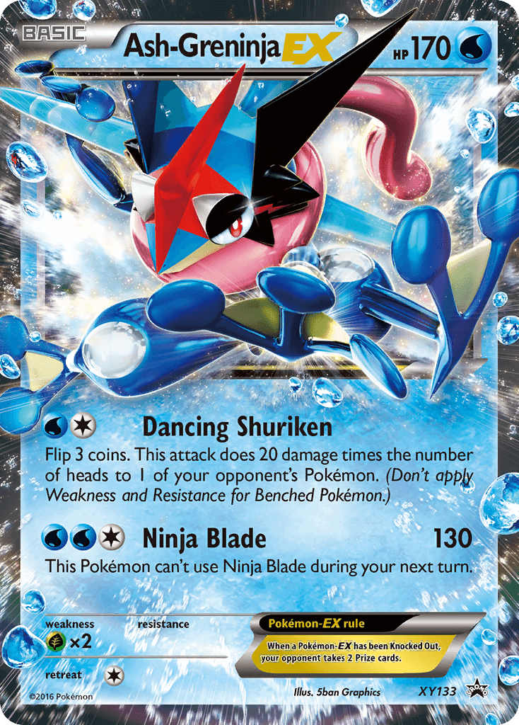 Ash-Greninja EX (XY133) [XY: Black Star Promos] card showcasing abilities and design.