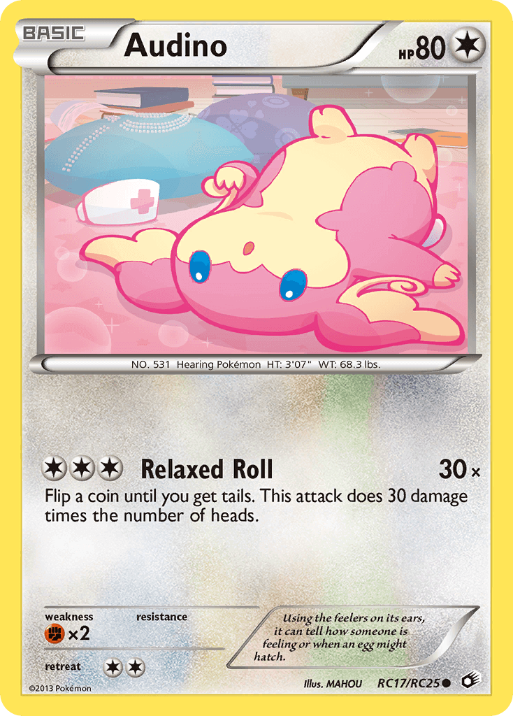 Audino (RC17/RC25) [Black & White: Legendary Treasures] card featuring Relaxed Roll attack.