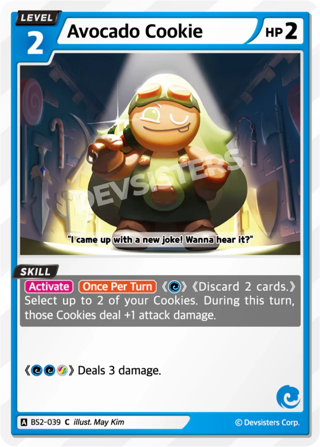 Avocado Cookie BS2-039 C | Common Card featuring a humorous character design with game skills and abilities.