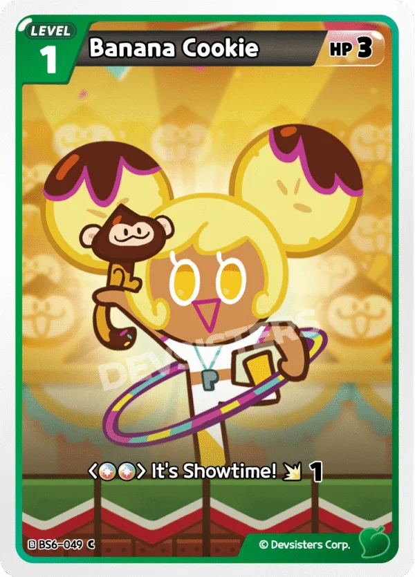 Banana Cookie BS1-032 C | Common Card featuring a character with a hula hoop and monkey.