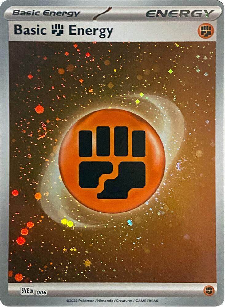 Basic Fighting Energy (006) (Cosmos Holo) [Scarlet & Violet: Base Set] card featuring a vibrant design.