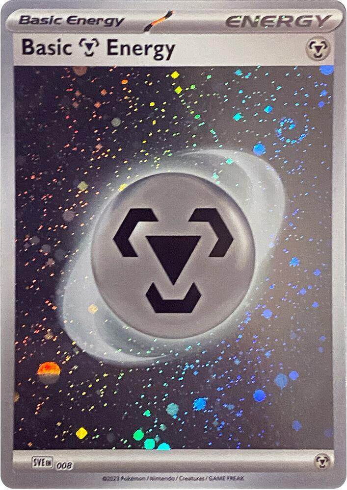 Basic Metal Energy (008) (Cosmos Holo) [Scarlet & Violet: Base Set] card featuring a shiny energy design.