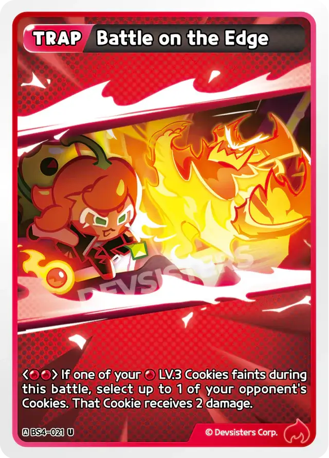 Battle on the Edge BS4-021 U | Uncommon Card featuring colorful artwork of a fiery trap.