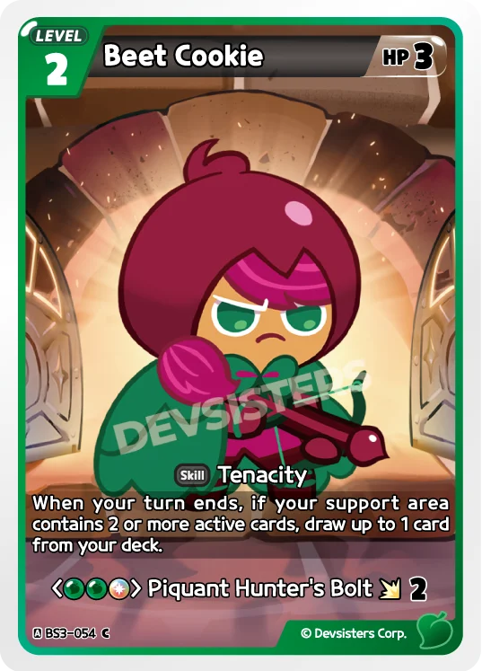 Beet Cookie BS3-054 C | Common Card featuring a level 2 character with HP 3 and a special skill.