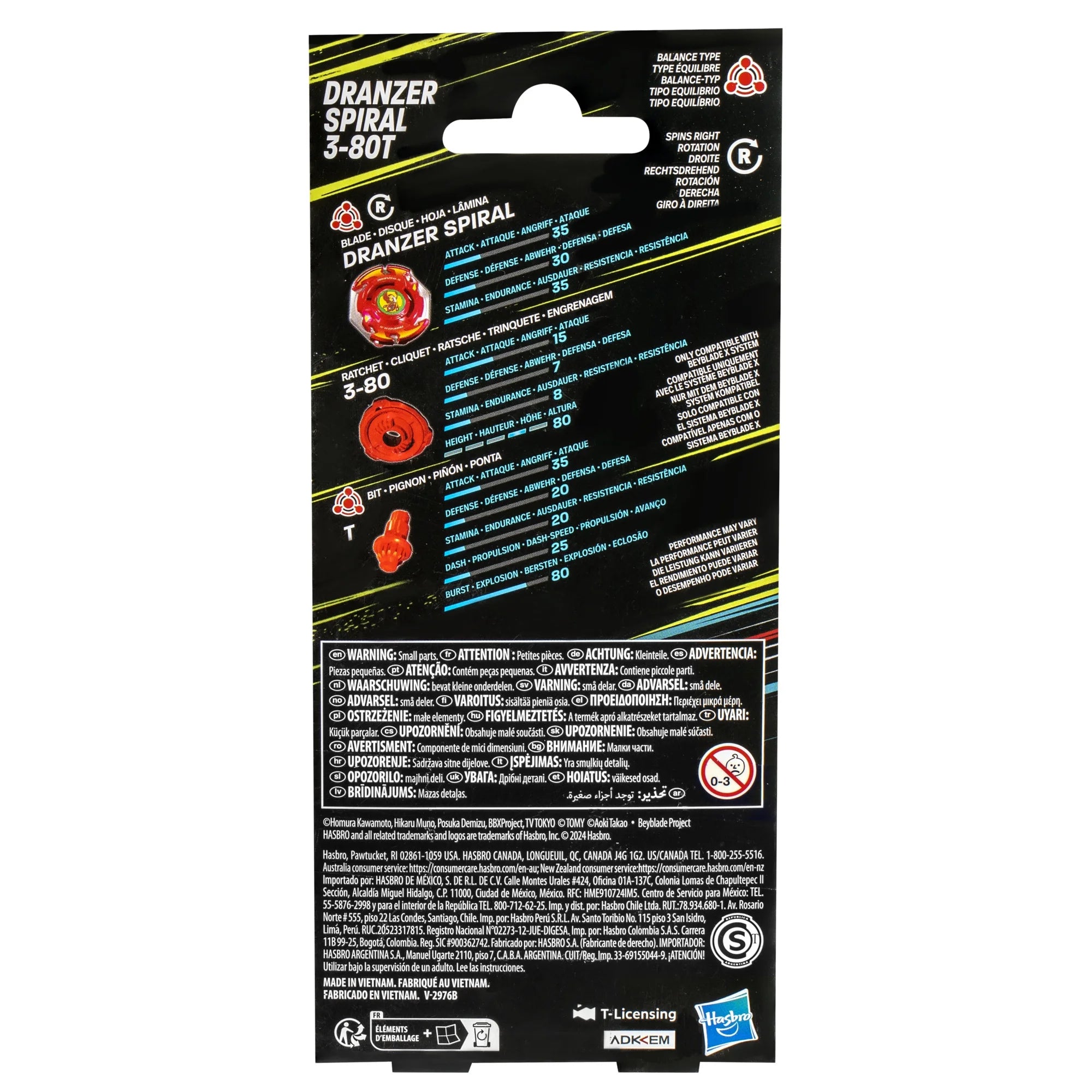 Beyblade X Dranzer Spiral 3-80T Anniversary X-Over with Battling Top & Launcher, Ages 8+ packaging back view