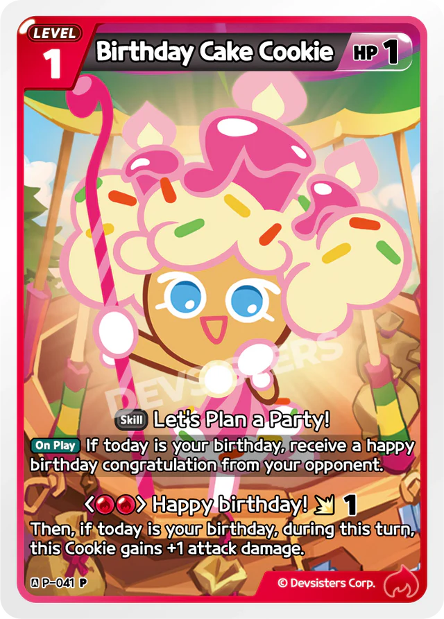 Birthday Cake Cookie P-041 P | Promo Card featuring a fun character and birthday-themed design.