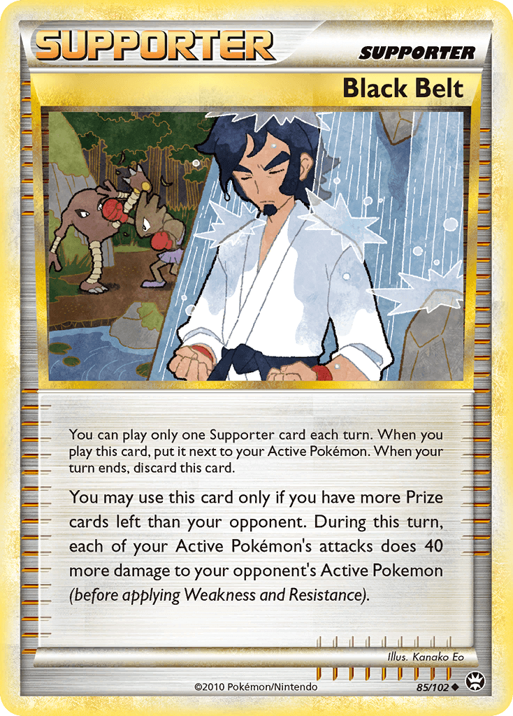 Black Belt (85/102) [HeartGold & SoulSilver: Triumphant] card featuring unique artwork and game description.