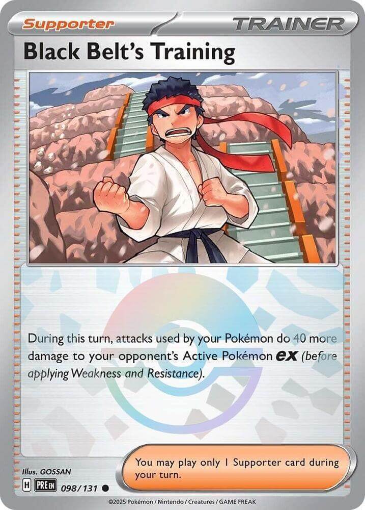 Black Belt's Training (098/131) (Poke Ball Pattern) [Scarlet & Violet: Prismatic Evolutions] Supporter card image.
