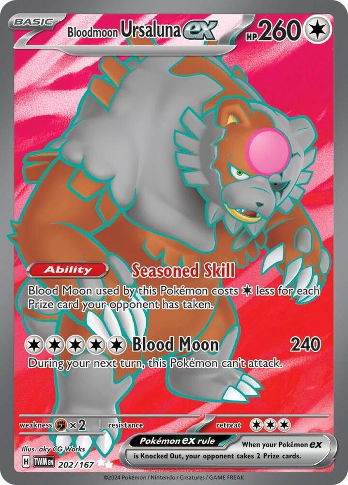 Bloodmoon Ursaluna ex (202/167) [Scarlet & Violet: Twilight Masquerade] ultra rare Pokémon card with special abilities.