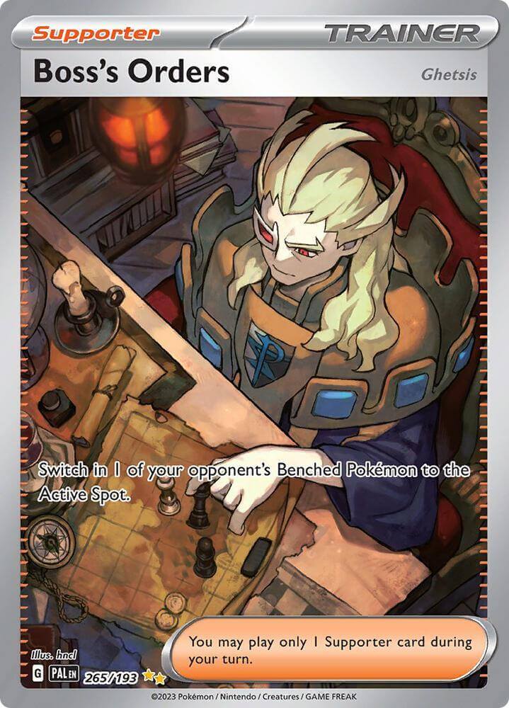 Boss's Orders (265/193) [Scarlet & Violet: Paldea Evolved] Supporter card illustration featuring Ghetsis.