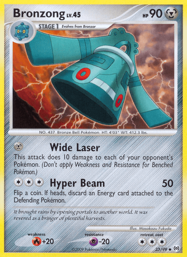 Bronzong (33/99) [Platinum: Arceus] card featuring its abilities and HP details.