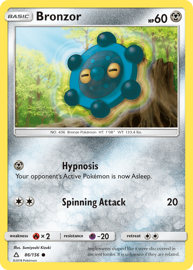 Bronzor (86/156) [Sun & Moon: Ultra Prism] card featuring its abilities and artwork.