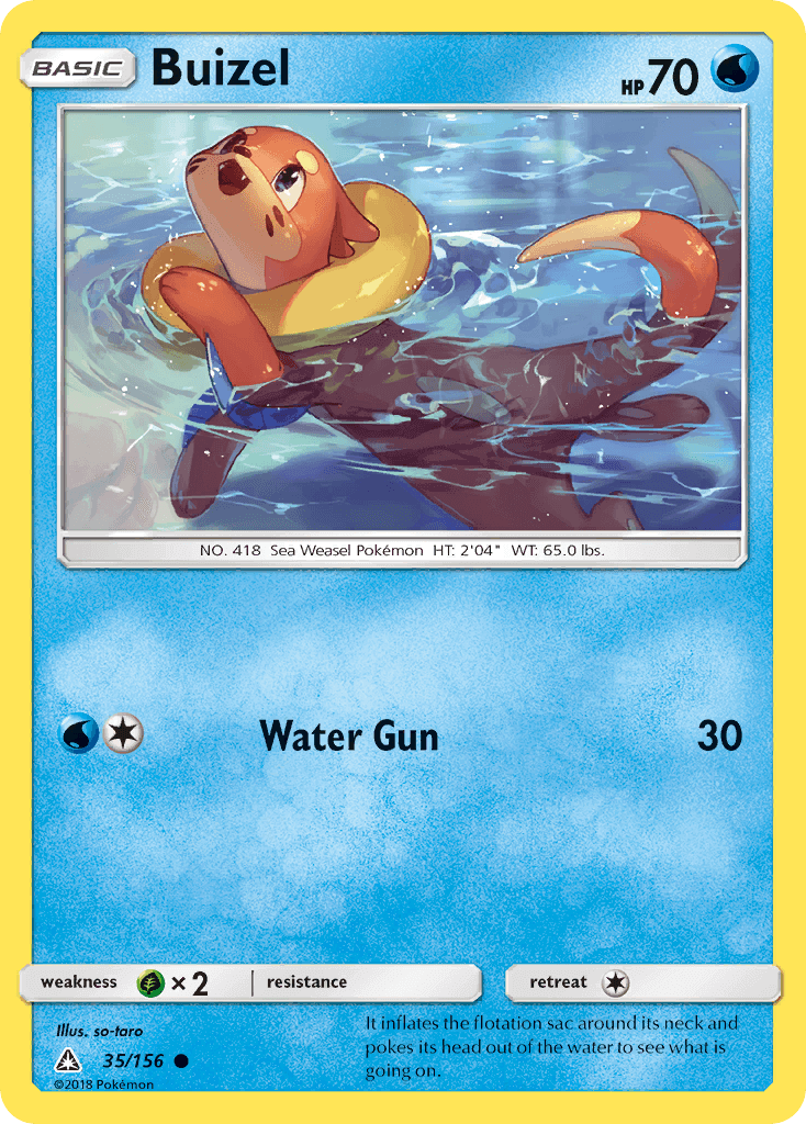 Buizel (35/156) [Sun & Moon: Ultra Prism] Water-type Pokémon card with Water Gun attack.