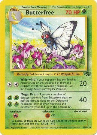 Butterfree (33/64) [Jungle Unlimited] card showcasing its abilities and artwork with grass type features.