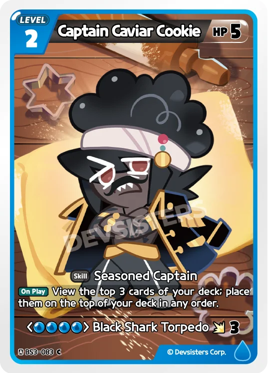 Captain Caviar Cookie BS3-083 C | Common Card with ability to view top 3 cards of deck.