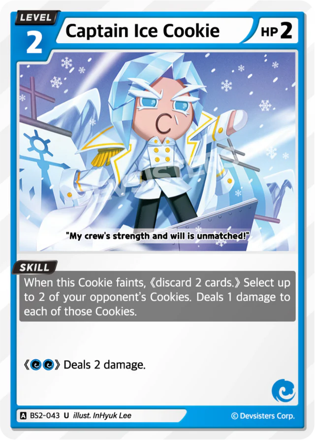Image of Captain Ice Cookie BS2-043 U | Uncommon Card showcasing its abilities and artwork.