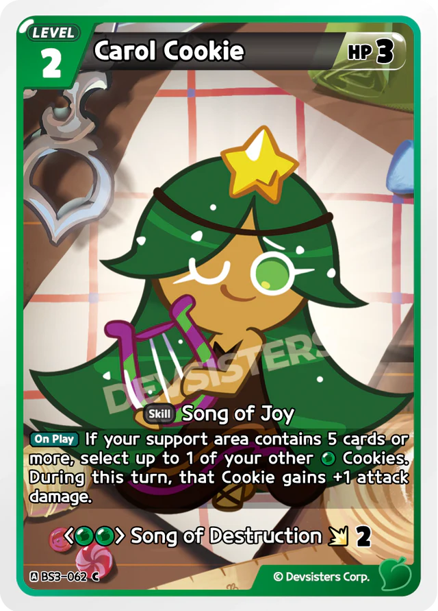 Carol Cookie BS3-062 C | Common Card featuring a cookie character with a festive design and skills.