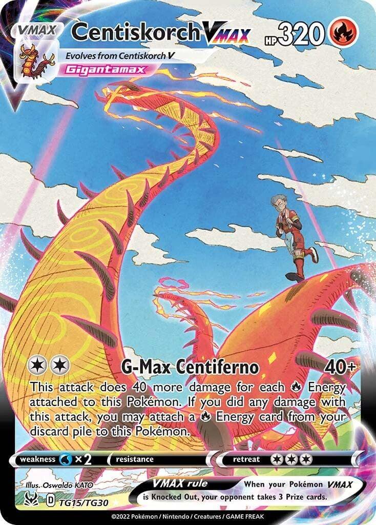 Centiskorch VMAX (TG15/TG30) [Sword & Shield: Lost Origin] card featuring Gigantamax design and details.
