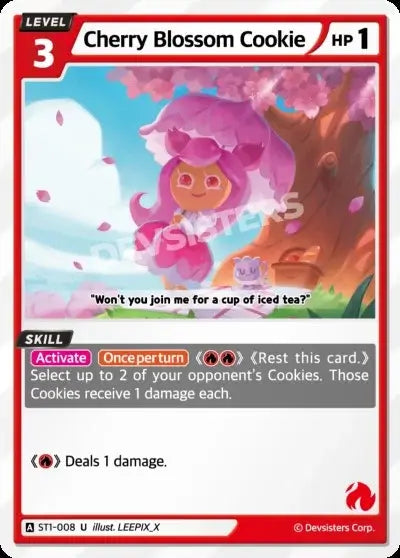 Cherry Blossom Cookie ST1-008 U | Uncommon Card featuring a cute character in a cherry blossom setting.