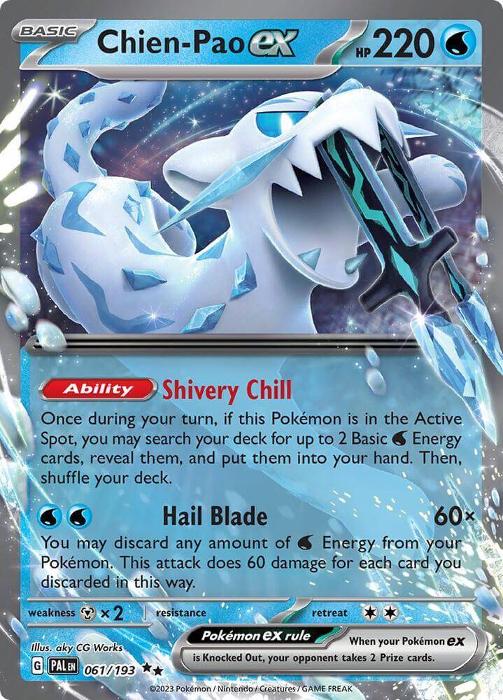 Chien-Pao ex (061/193) [Scarlet & Violet: Paldea Evolved] showcasing water type abilities and powerful attacks.
